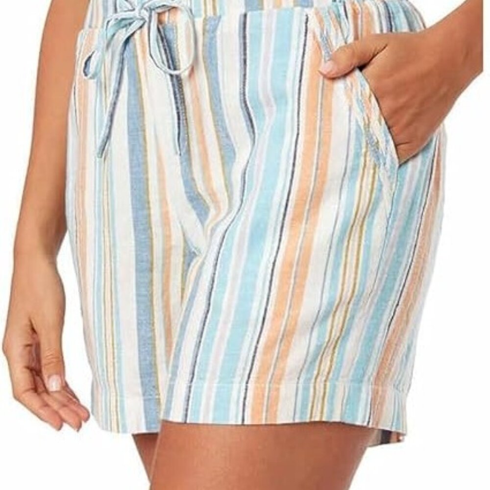 Briggs Women's Striped Linen Rayon Shorts XXL Multi-Color Casual Summer Wear